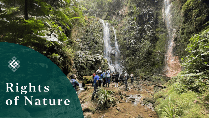 rights of nature - Quito University Students exploring waterfall in jungle -Credit Carlos Zorrilla